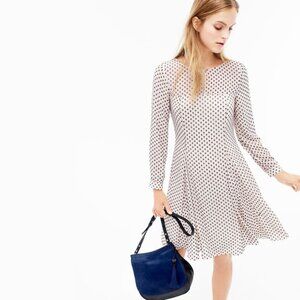 J.Crew Cream Polka Dot Long Sleeve Dress